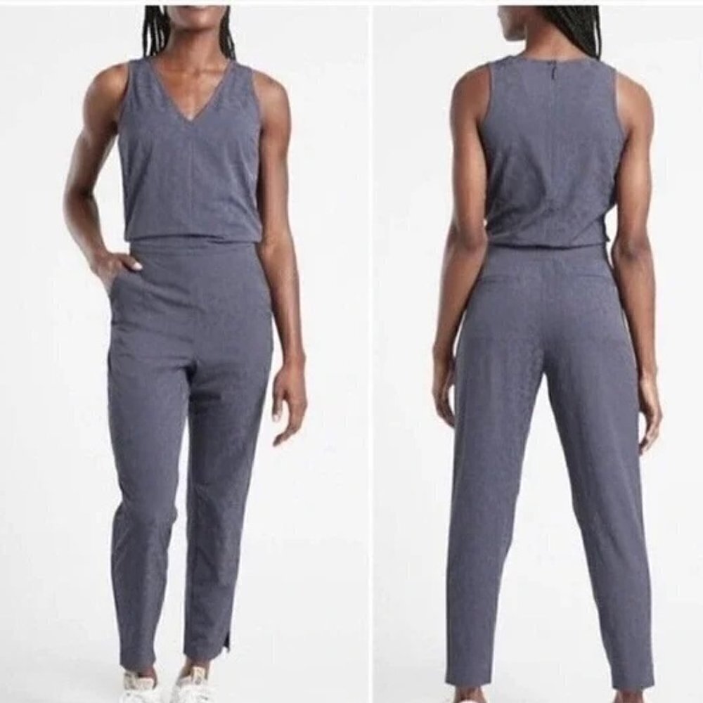 Athleta Brooklyn Textured Jumpsuit Leopard Animal Print Size 4